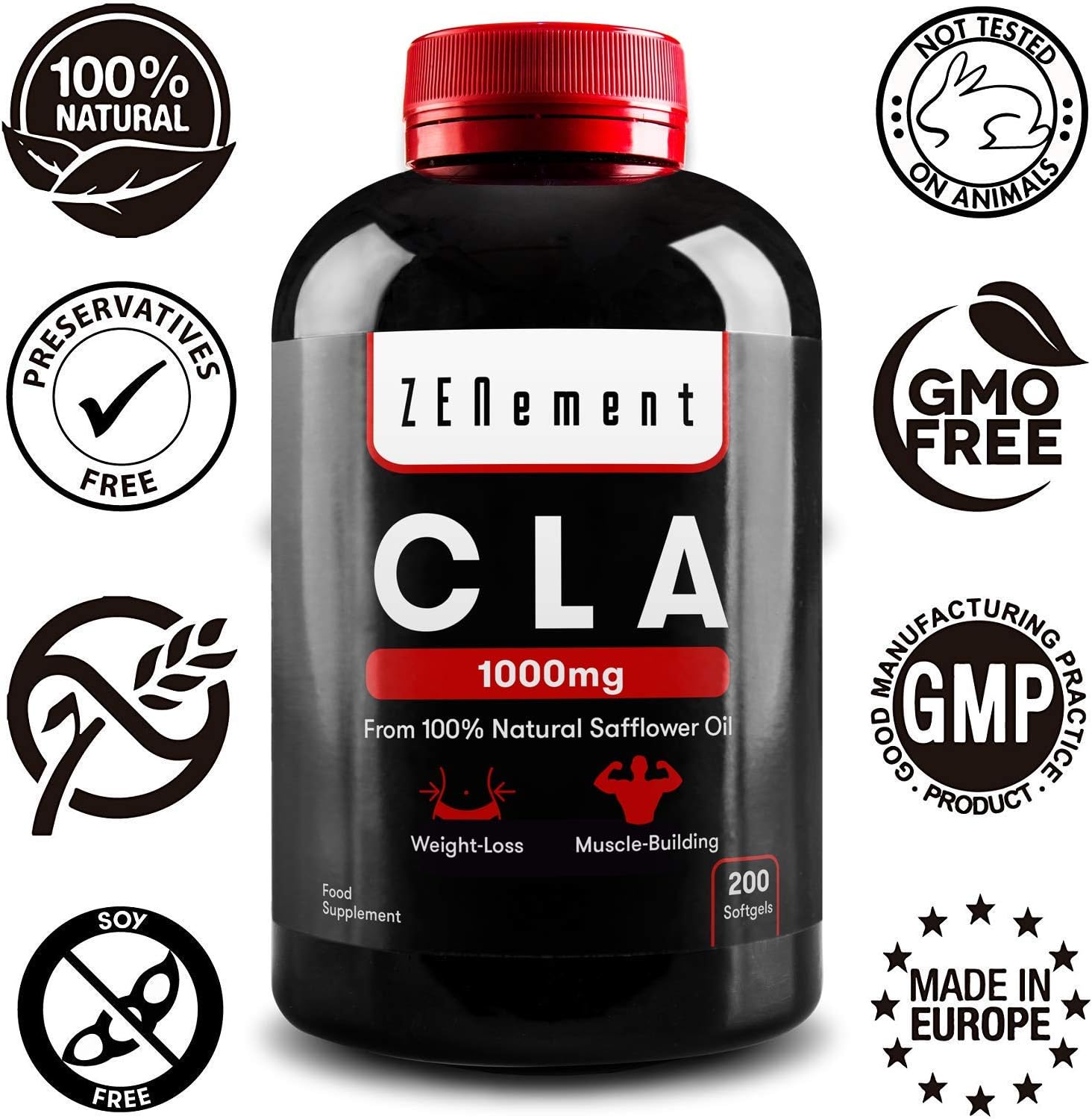 CLA Conjugated Linoleic Acid 3000 mg per Dose, 200 Easy‑Absorb Softgel Capsules from Safflower Oil 80 % (2‑Month Supply) - Image 4