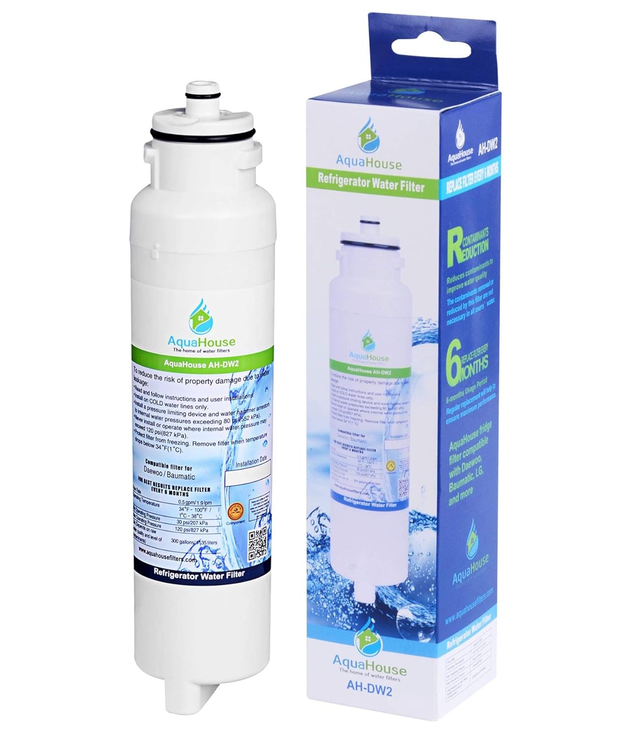 AquaHouse AH-DW2 Filtro de agua de nevera para Daewoo Aqua Crystal ...