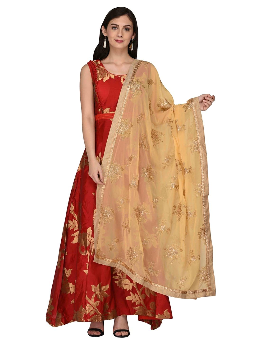 dupatta bazaar woman's georgette dupatta with gold embroidery.