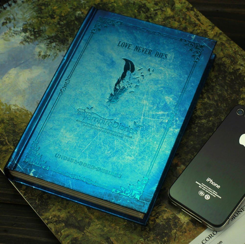 Vampire Diaries Notebook Journal Notebook Journal Diary Book Letter Paper with Notebook Vintage Diary w 120 Pages (Blue)