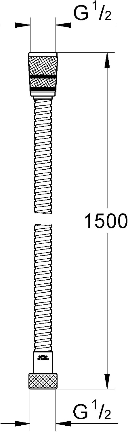 GROHE Rotaflex - metal shower hose (1500mm, heat-resistant up to 75°C, kink-resistant), chrome, 28417000, Grey (Chrome) - Image 3