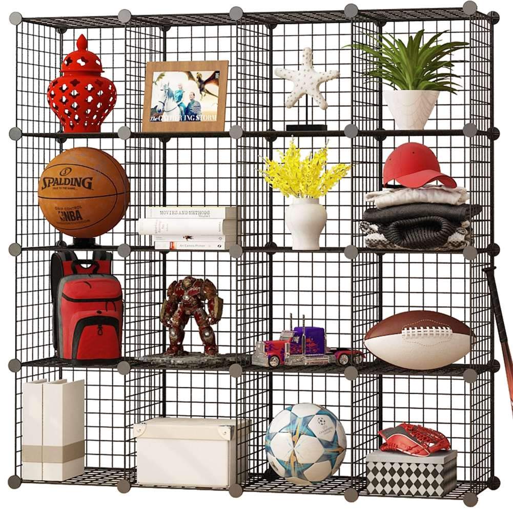 KOUSI Storage Cubes Wire Grid Modular Metal Cubbies Organizer Bookcases