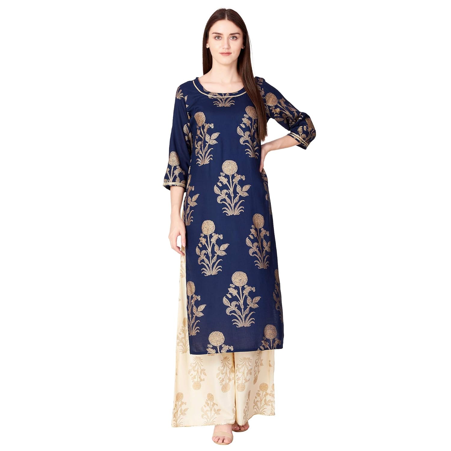 ortange women's rayon printed kurta palazzo set with premuim fabric
