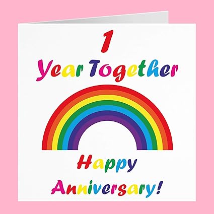 Lgbt Same Sex 1st Anniversary Card 1 Year Together Happy Anniversary Rainbow Collection Amazon Co Uk Office Products