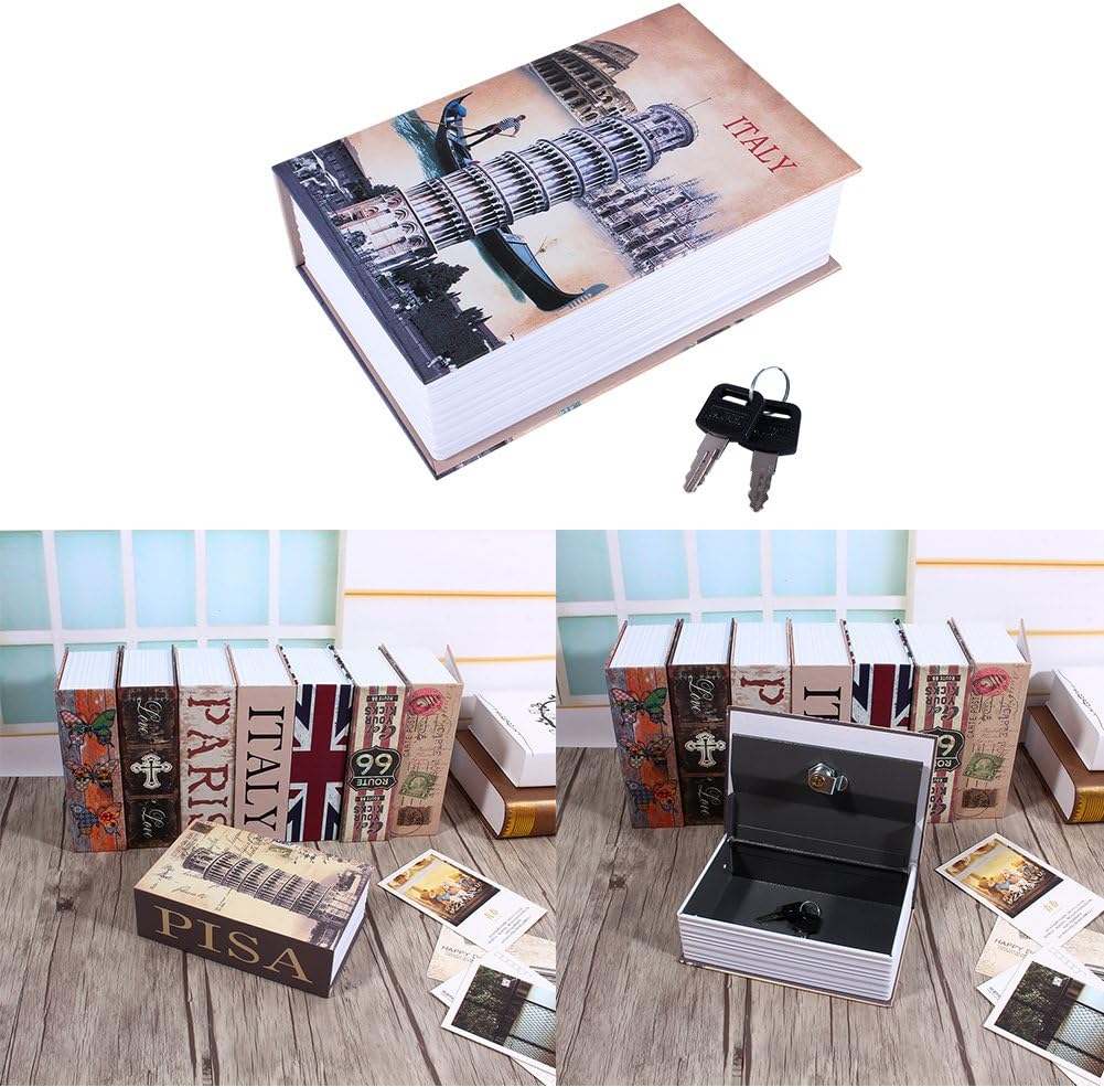 Dictionary Combination Hidding Containers Book Shaped Safe Deposit Box, Money Locker, Cash Coffer, Jewelry Lockbox with Key(G): Home Improvement