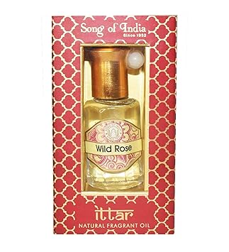 Song of India Wild Rose Perfume Oil Ittar in Roll-On Glass Bottle for Body Fragrance, 10 ml. | Luxurious Veda | Attar Ittr Fragrant Oil Alcohol-Free | Gulab Floral