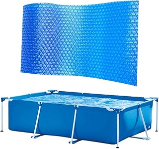 Aoogo Poolabdeckung Rechteck, Pool Abdeckplane, Pool Solarplane, Solar Pool Cover, Solarabdeckplane Pool Anti-Verdunstung, Schwimmbad Isolierfolie Plane (260x160cm)