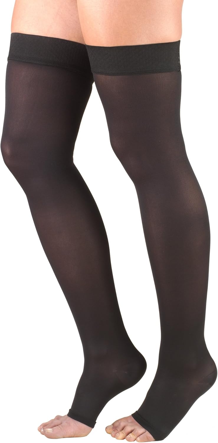 Truform Women's 2030 mmHg Thigh High, Open Toe Compression Stockings