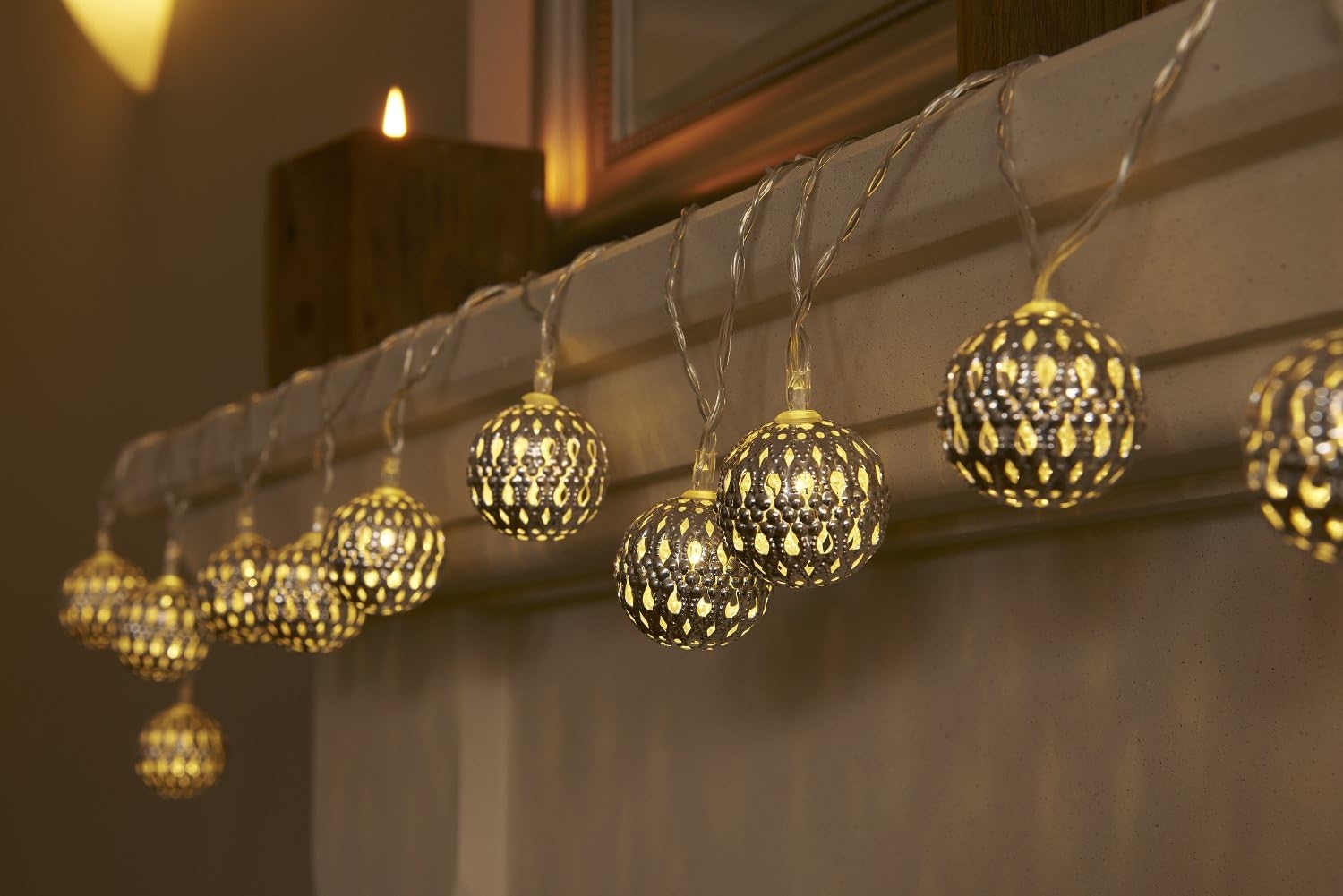 Set of 12 Battery Operated Indoor String 2.5m LED Fairy Lights with Warm White Glow - Balls