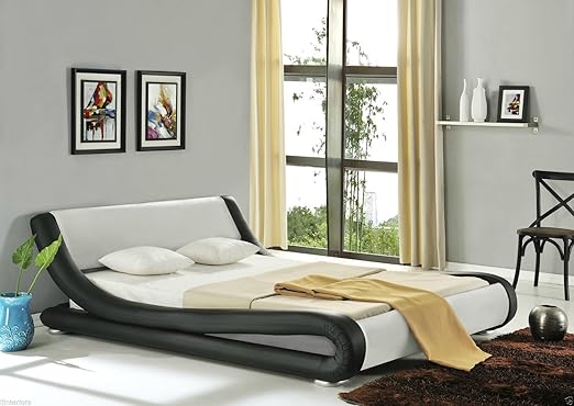 Amazon De Modern Design Leder Double King Size Bett Mit Matratze Aus Viskoelastischem Schaumstoff