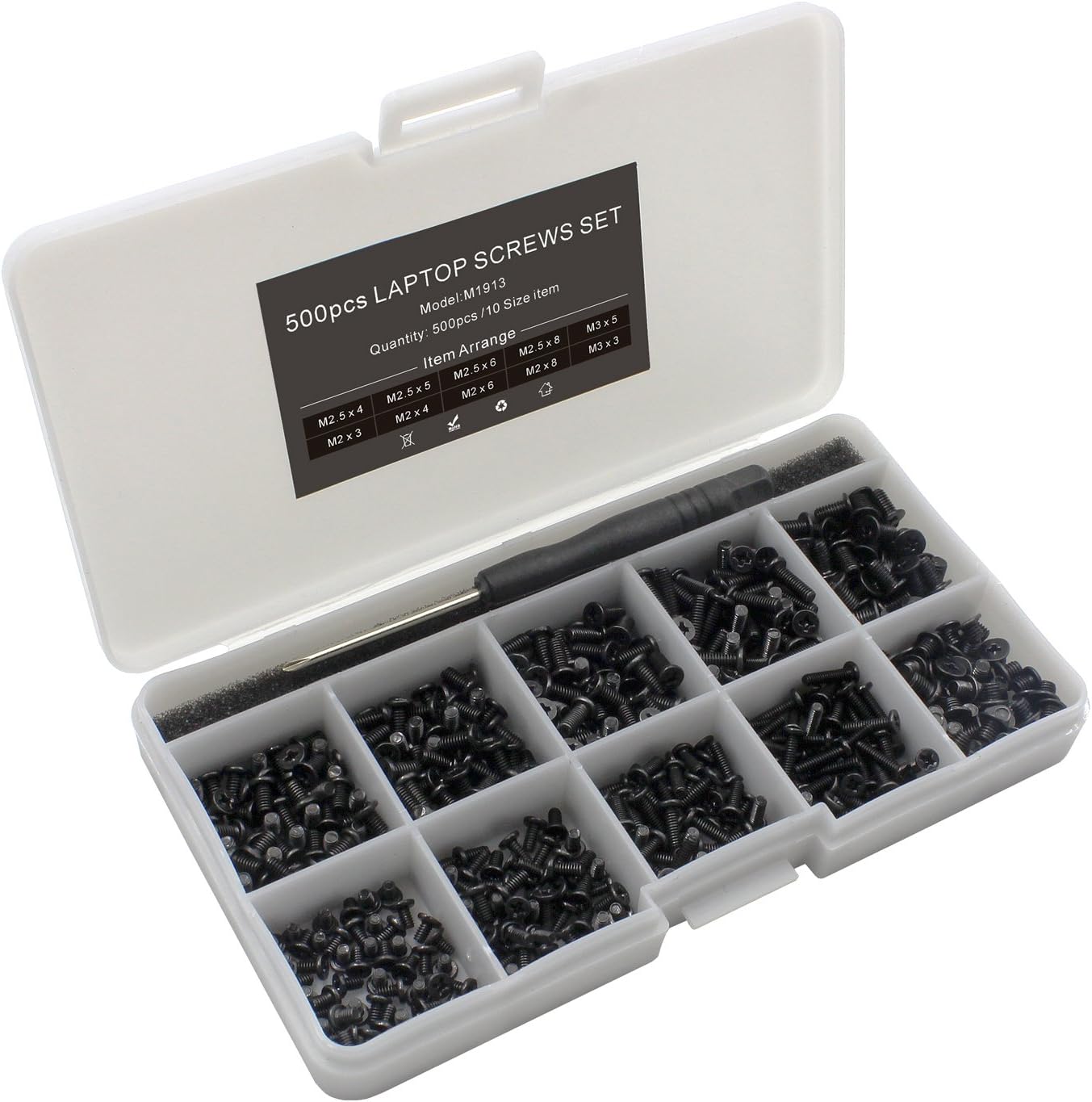 Mcsher 500pcs Laptop Notebook Screws Set Kit for IBM HP Dell Lenovo SAMSUNG Sony Toshiba Acer Gateway – with Screwdriver