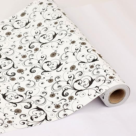 Amazon Com Black Floral Shelf Drawer Liner Self Adhesive Vinyl