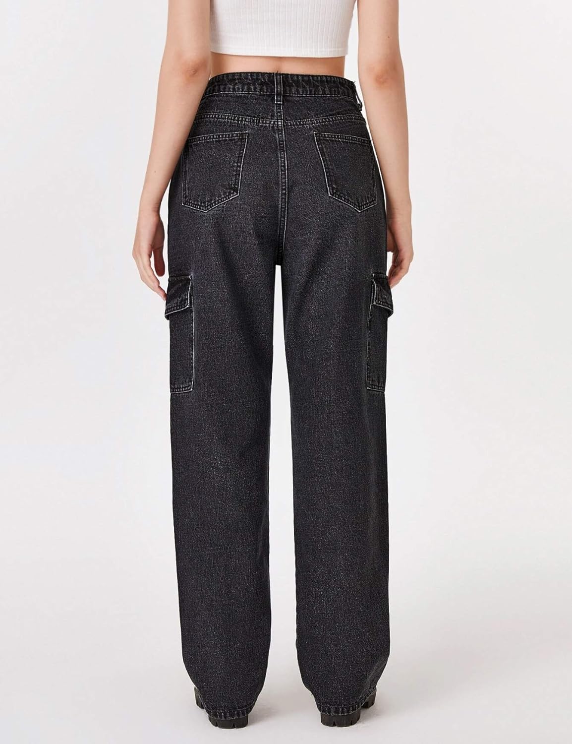 flap pocket side baggy jeans