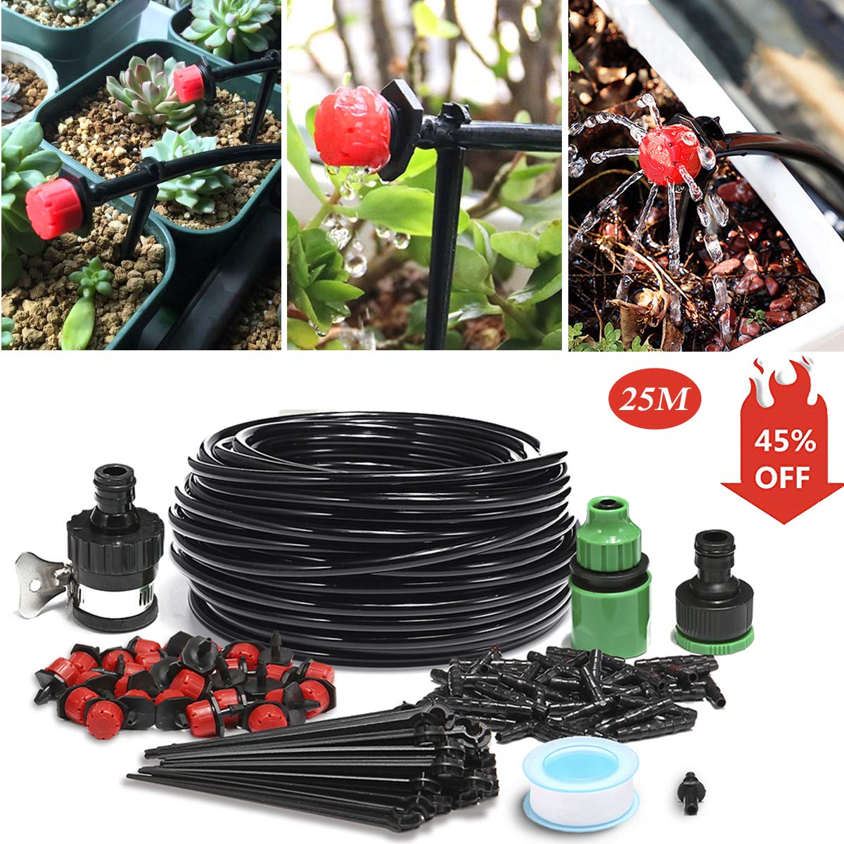 king do way Irrigation Kits Watering System Adjustable Drippers 25M