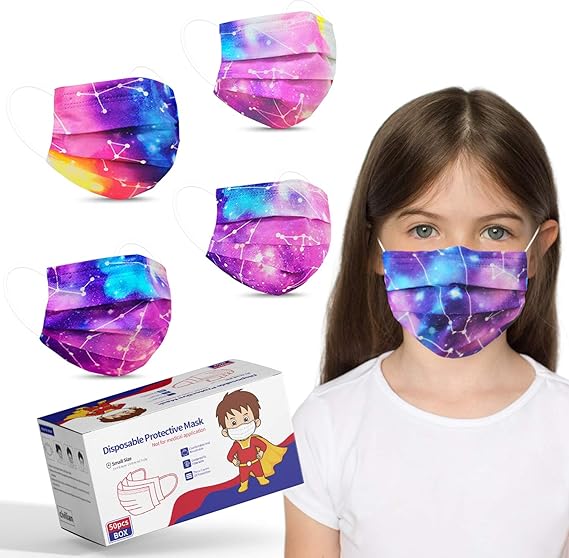 Kids Size Disposable Face Masks, Tie Dye Masks for Boys