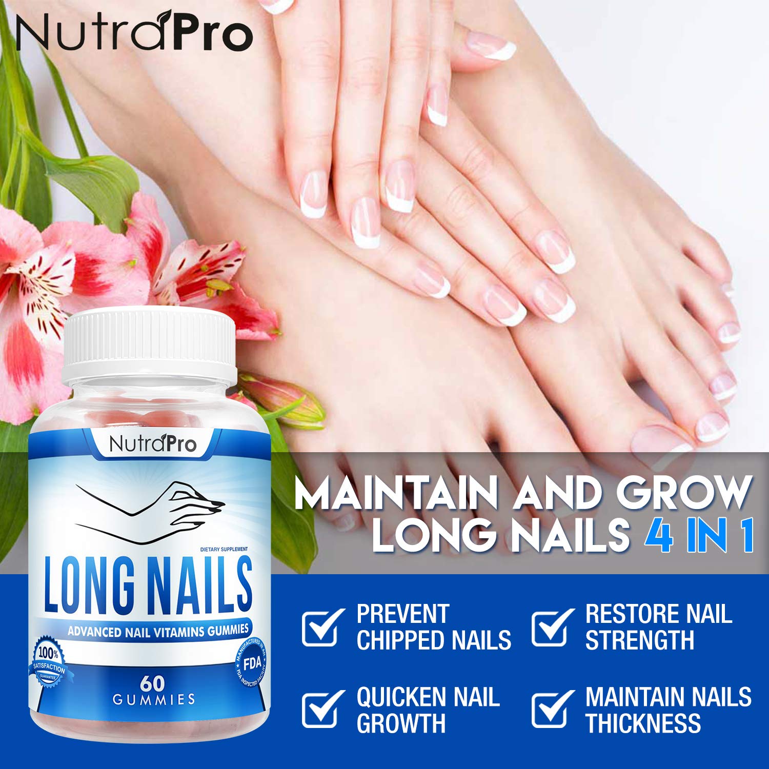 Nail Vitamins for Stronger Nails - Nail Growth Treatment and Strengthener Supplement Gummies – Grow Nails Fast And Strong for Better Nails. With Biotin And Collagen. : Beauty