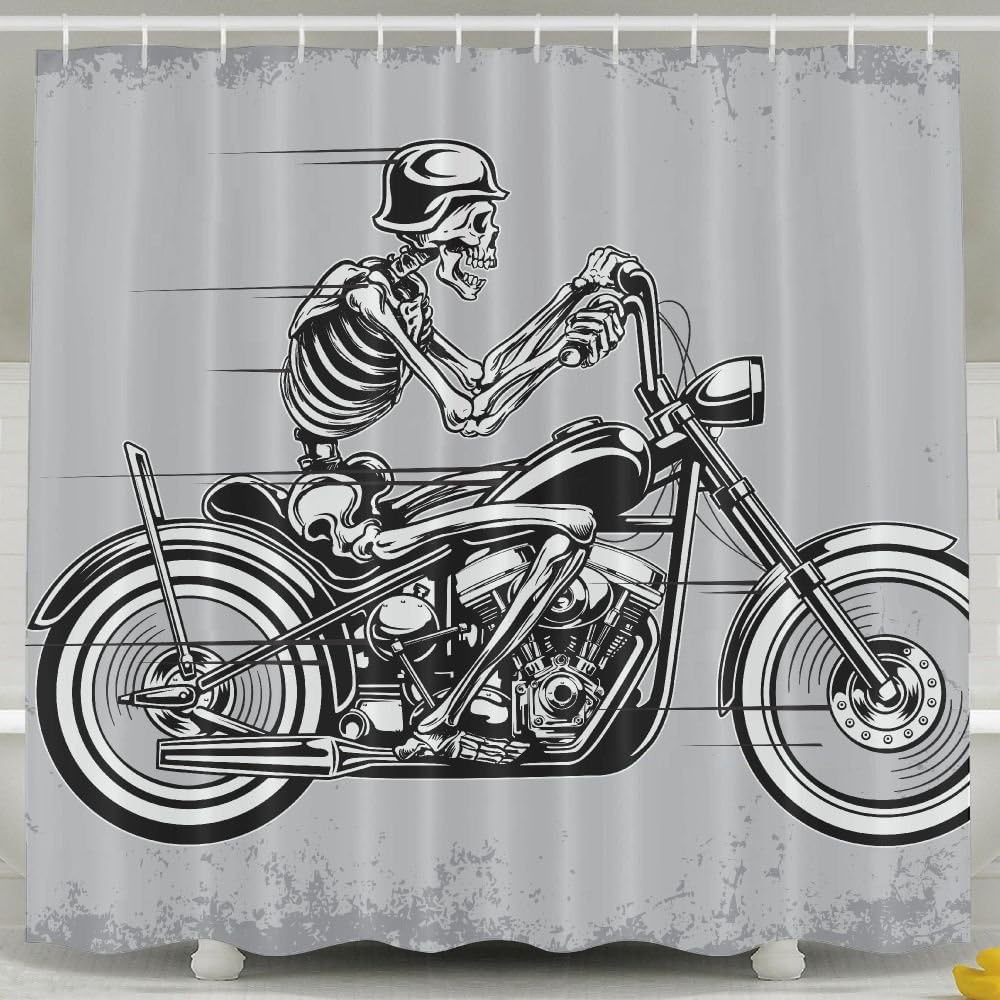 Amazon Mdsdwxza 面白いスケルトンイラスト ファッションシャワーカーテン デラックス 防水 バスカーテン シャワーカーテン ホーム キッチン オンライン通販