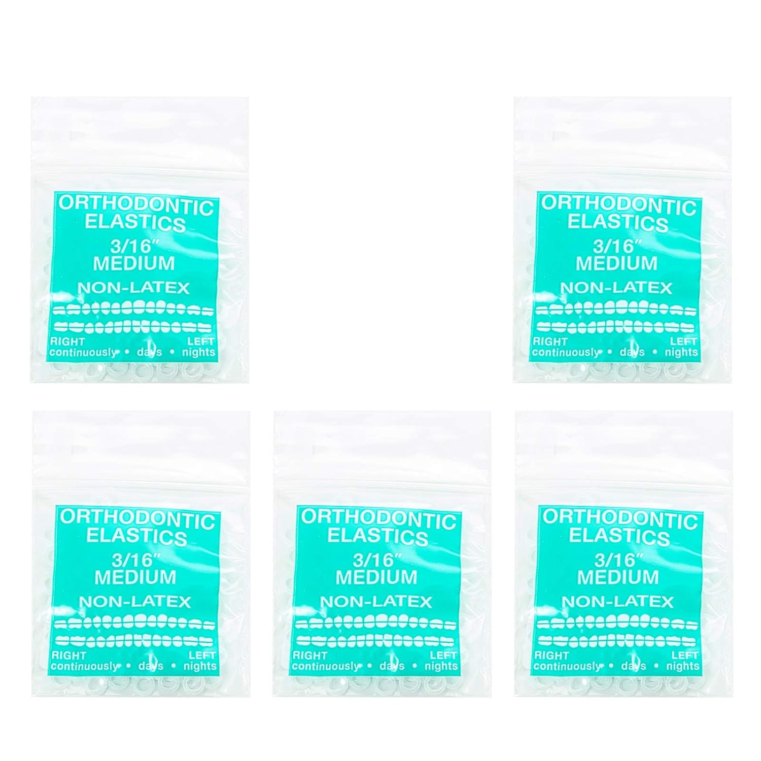 JMU Orthodontic Elastics 3/16 Inch Medium 500 pack Intraoral Elastic Bands Latex Free Dental Rubber Bands Made in USA : Beauty