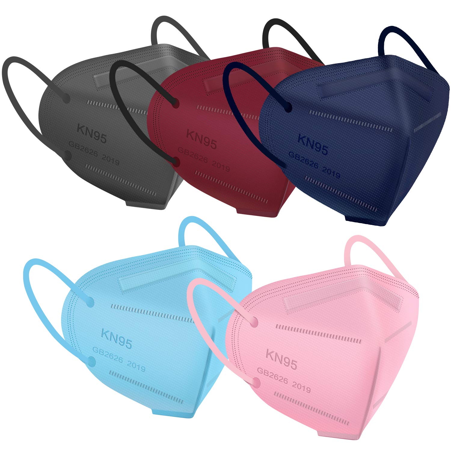 KN95 Face Mask 25 PCs, WWDOLL Multiple Colour 5 Layers KN95 Masks, Filter Efficiency≥95% Protection for Women and Man(Pink, Green, Grey, Red, Purple): Industrial & Scientific