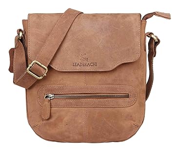 Leaderachi Mens Brown Hunter Leather Messenger Bag - Sassari