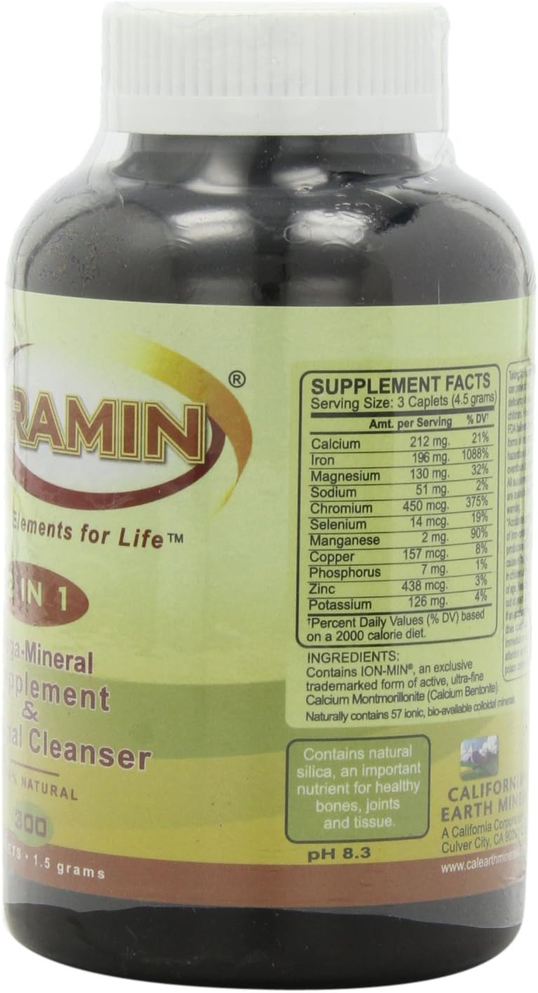Ion-Min, Terramin 2 in 1, Mega-Mineral Supplement & Internal Cleanser Caplets, 1.5-Grams, 300-Count: Health & Personal Care