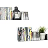 Wallniture Bali Floating Wall Mount Metal U Shape Shelf Book CD DVD Storage Display Bookcase Black Set of 2
