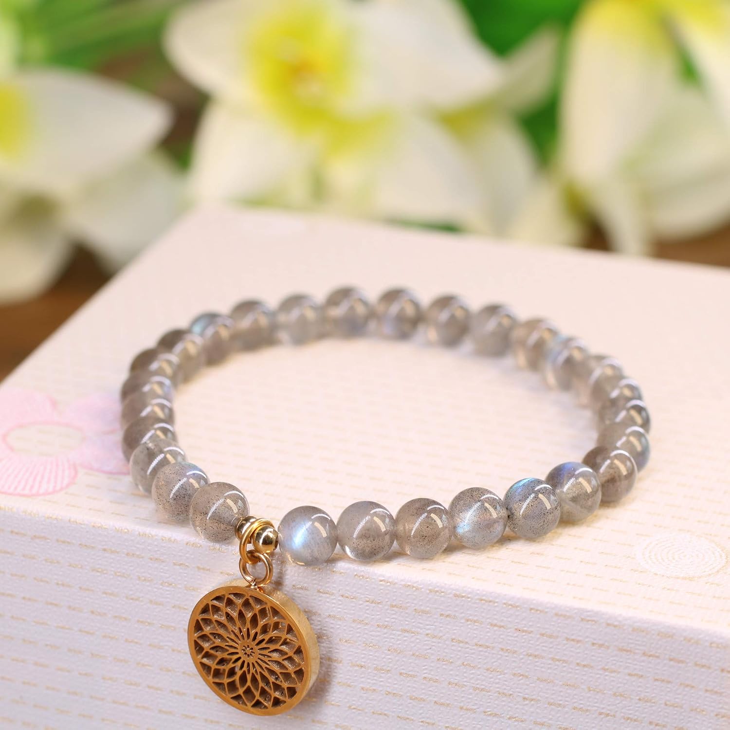 COAI Womens Dream Catcher Charm Labradorite Stone Bracelet, Stainless Steel,Gold, 6.5 inch - Image 3