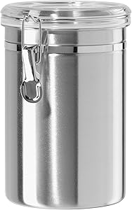 Oggi 62-Ounce Stainless Steel Canister with Clear Arylic Lid and Locking Clamp