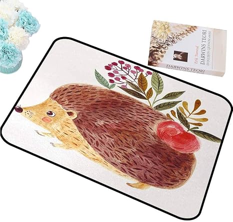 Amazon カラフルなドアマット動物 水彩で花と愛らしいハリネズミとかわいい手描きのイラスト 多色のユニークなデザインw30 Xl39 60x40cm 浴室足ふきマット ホーム キッチン オンライン通販