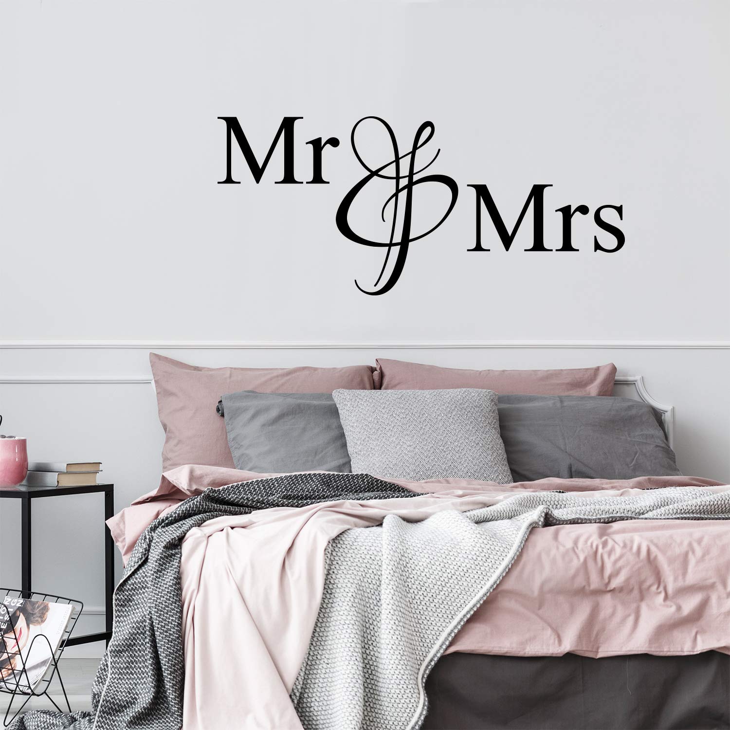 Vinyl Wall Art Decal Mr Mrs 20 X 45 5 Couples Wedding Reception Home Adhesive Sticker Marriage Wedlock Of Love Living Room Bedroom Decor
