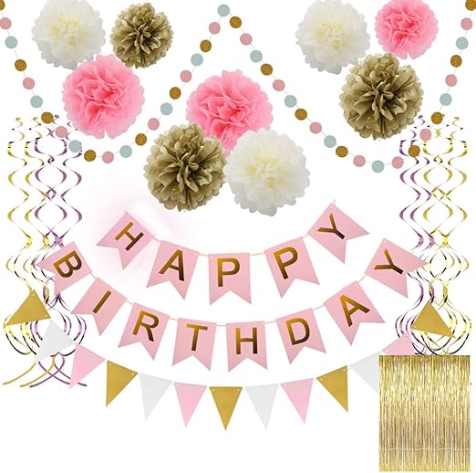 Amazon Com Zooawa Happy Birthday Banner 15 Pcs Birthday Party