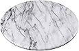 Creative Home Natural Marble Round Trivet Cheese Board Dessert Serving Plate, 8" Diam, Off-White (patterns may vary)