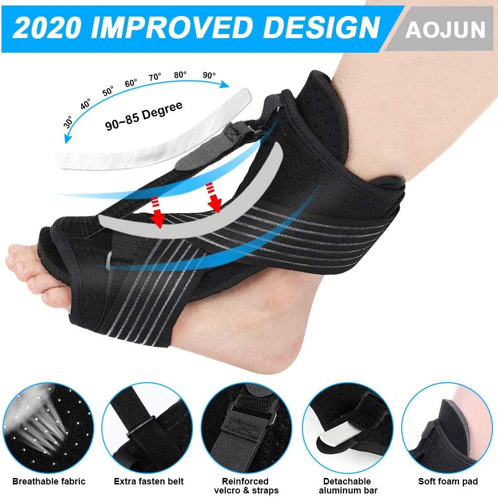 Aojun 8 pcs Plantar Fasciitis Night Splint Planters Facitis Support for Ankle Brace Foot for Plantar Fasciitis-Black: Health & Personal Care
