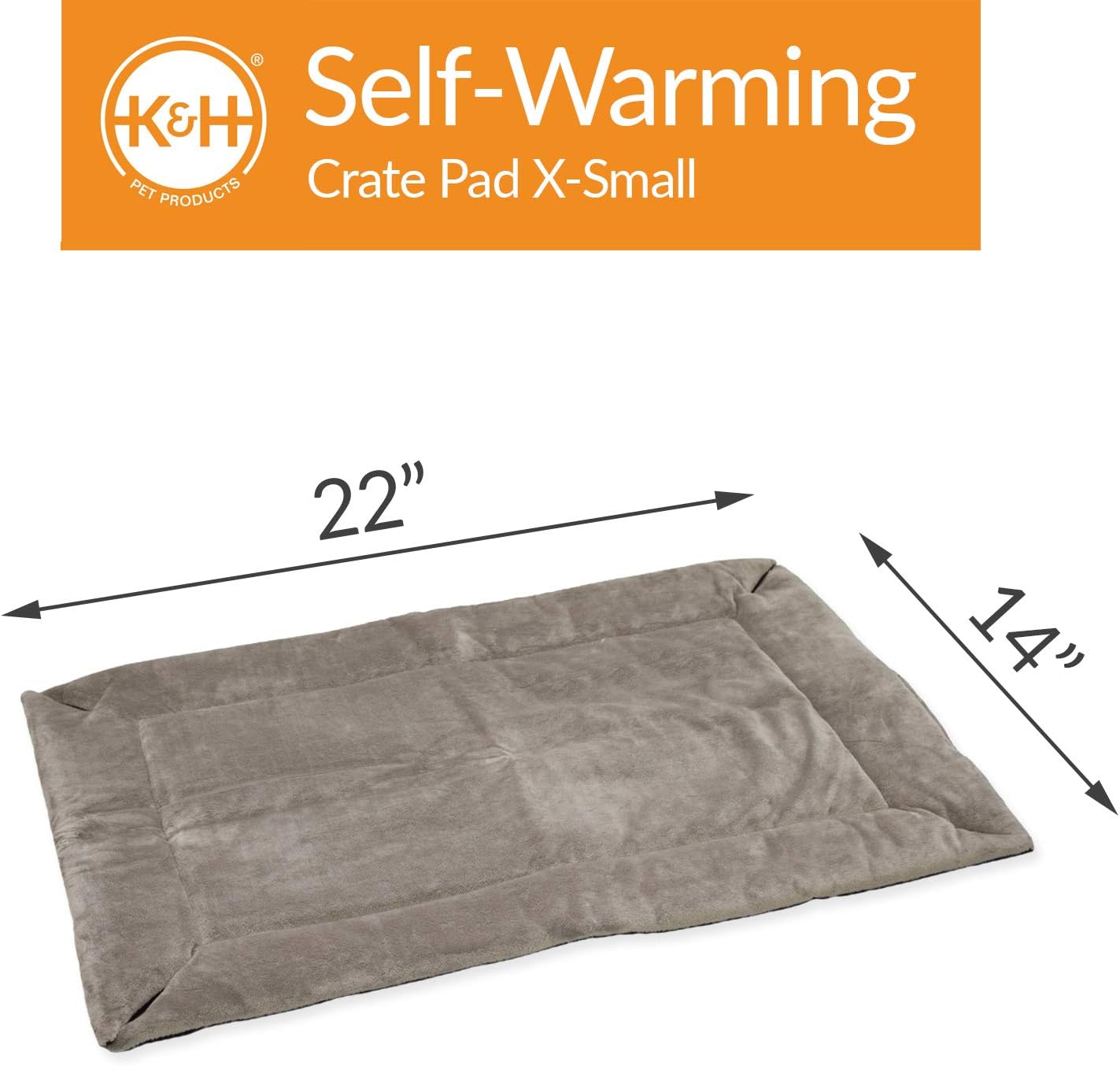 K&H Pet Products Self-Warming Crate Pad Gray X-Small 14 X 22 Inches : Pet Bed Mats : Pet Supplies