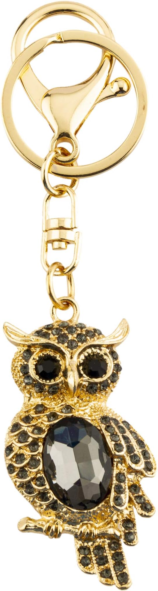 KnighthoodKnighthood Golden Owl with Black Stone Detailing Handbag Charm Key Chain/Purse Charm for Women (Alloy)