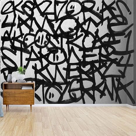 Amazon Com Wall Mural Abstract Graffiti Gibberish On Texture Black And Whites And Pictures Peel And Stick Wallpaper Self Adhesive Wallpaper Large Wall Sticker Removable Vinyl Film Roll Shelf Paper Home Decor Home wall mural abstract graffiti gibberish on texture black and whites and pictures peel and stick wallpaper self adhesive wallpaper large wall sticker
