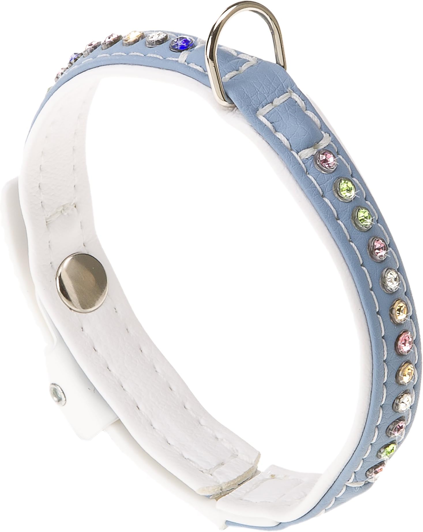 Lux C20/35 Eco Synthetic Leather Collar Blue/white 20mm X35cmPack of 2