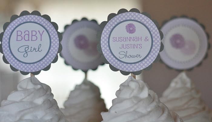 Amazon Com 12 Dahlia Flower Elegant Baby Shower Cupcake Toppers