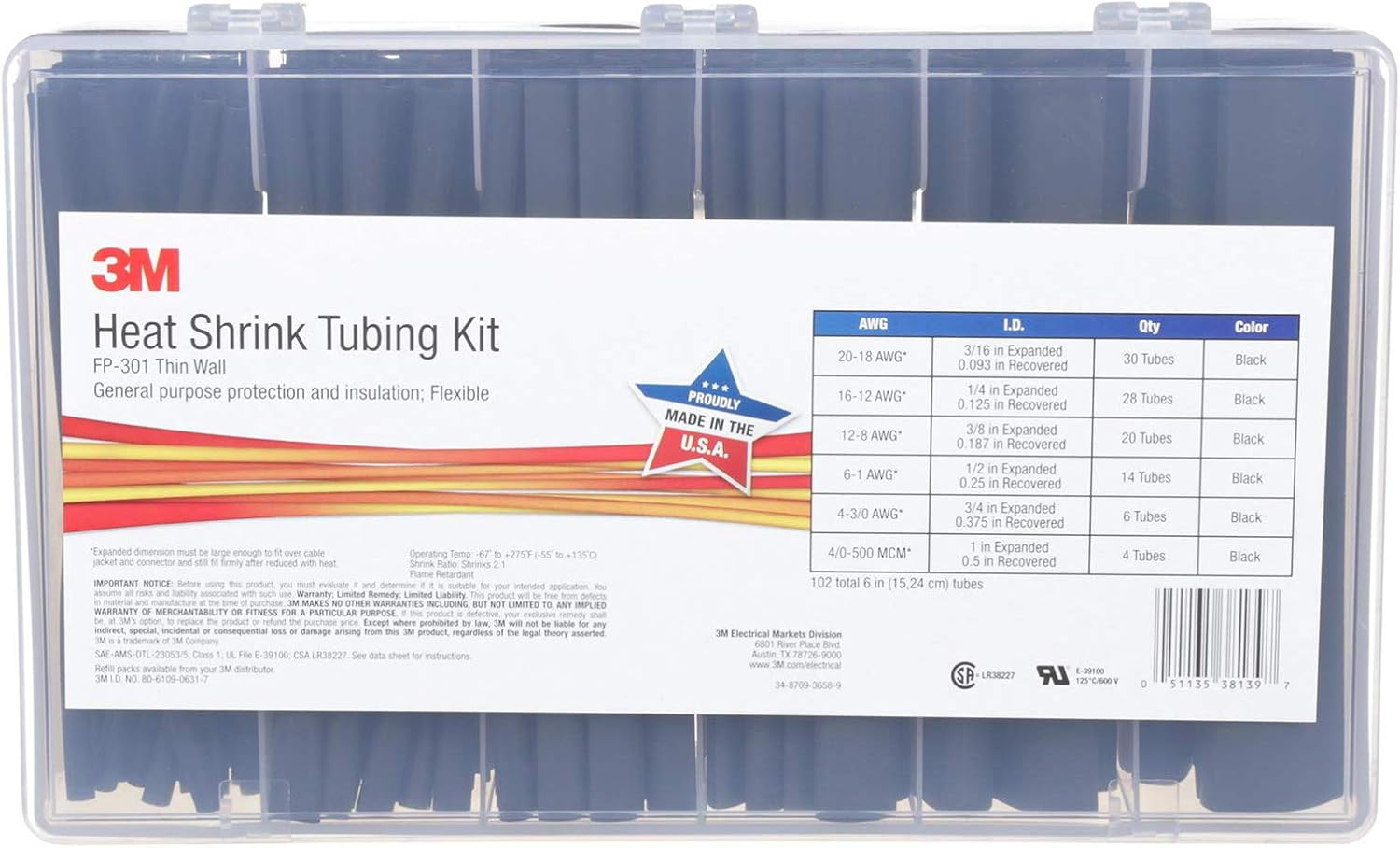 3m Fp 301 Heat Shrink Tubing Assorted Black Kit Fp 301 Black Light Bulbs Amazon Com Industrial Scientific