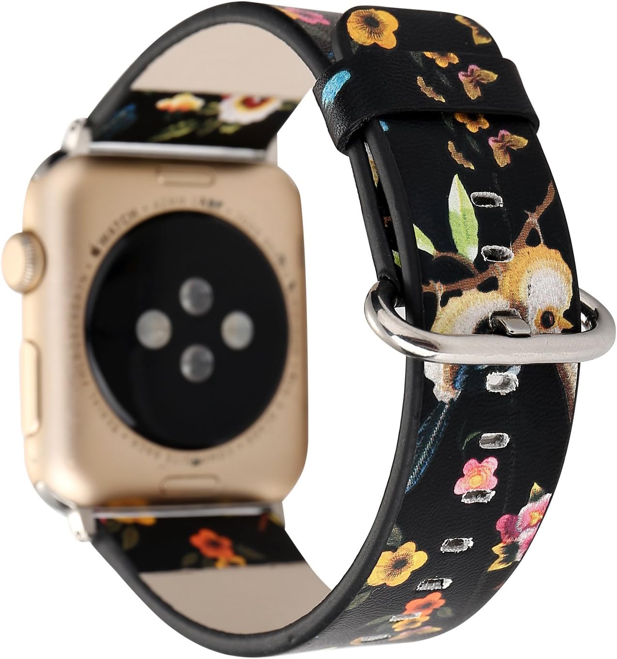 HULUCKY Compatible with Apple Watch Band 38mm 40mm, Floral Leather Band Replacement for iWatch Strap Series 5 4 3 2 1