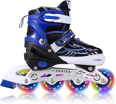 Amazon Ancheer インラインスケート ローラースケートサイズ調整可能 発光 大人 キッズ 子供用 初心者向け メッシュ 通気性抜群 ローラーシューズ ローラーpu Ancheer インラインスケート