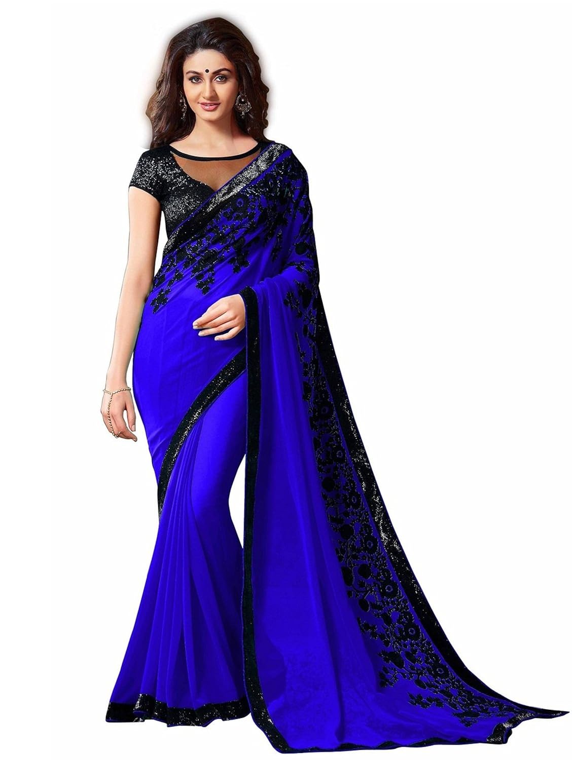 indoprimo georgette saree with blouse piece