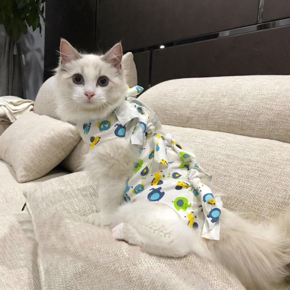 ParaCity Surgery Recovery Suits for Cats and Small Dogs Wounds and Skin Diseases, E-Collar Alternative for Cats and Dogs, After Surgery Wear (L, Blue)