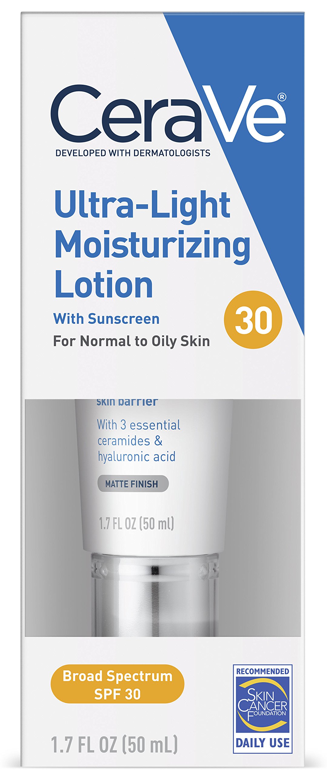 CeraVe Face Moisturizer with SPF 30 1.7 Ounce LightWeight Face Lotion with Hyaluronic Acid