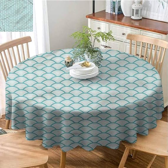 ScottDecor patio Round tablecloth Beach,Narrow Striped Circular Jacquard Tablecloth diameter 54