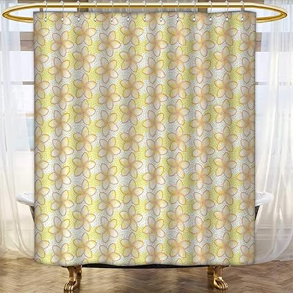 Amazon Com Anhounine Yellow And White Print Shower Curtain Floral