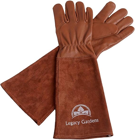 Legacy Gardens Leather Gardening Gloves for Women and Men Thorn and Cut Proof Garden Work