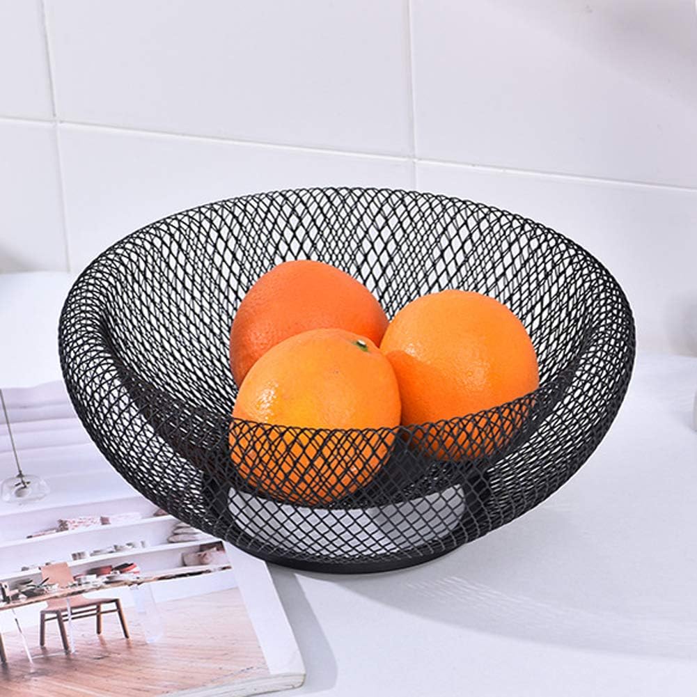 Veronivan Modern Wire Mesh Fruit Bowl Fruit Basket Double Wrought Iron Fruit Basket Living Room Home Fruit Plate Dried Fruit Candy Storage Basket
