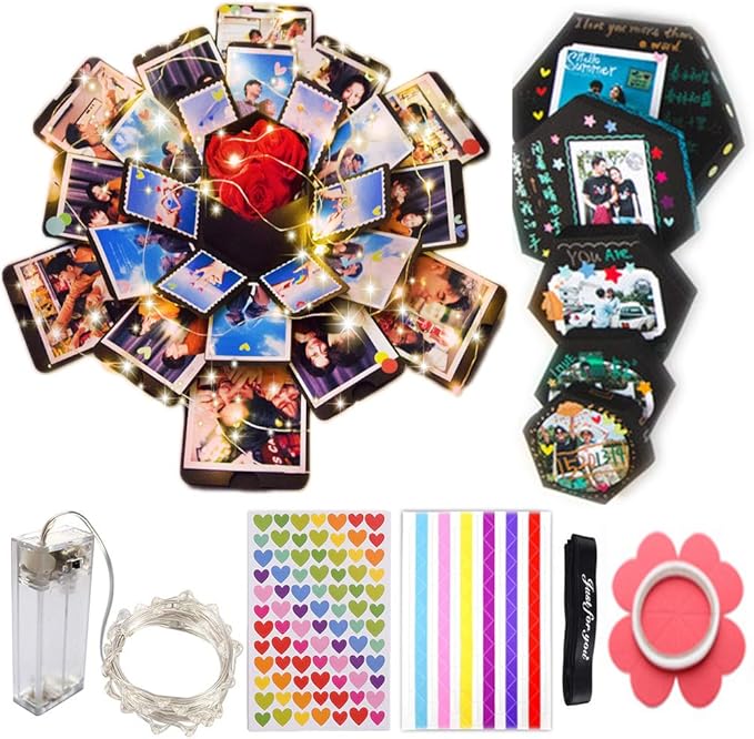 Dasiautoem Explosions Box Kreative Uberraschung Diy Faltendes Fotoalbum Scrapbook Geschenkbox Romantische Foto Fur Geburtstag Freunde Jahrestag Muttertag Freund Beste Freundin Hochzeit Kuche Haushalt Wohnen Basteln Malen Handarbeiten Seleo Gr