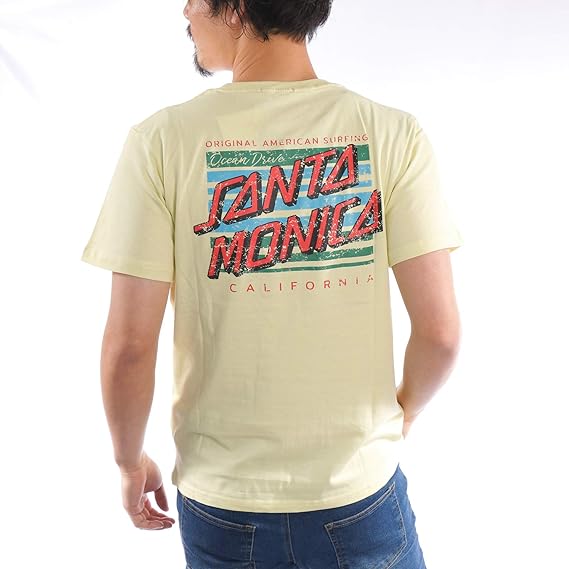 Amazon バルセドス Barcedos 半袖tシャツ メンズ クルーネック プリント サーフプリント バックプリント 白 紺 イエロー 春 夏 プリントtシャツ カットソー トップス スリム お洒落 イエロー Ll Tシャツ カットソー 通販